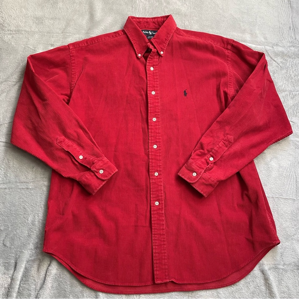 Ralph Lauren Shirt XL Men’s Blaire Corduroy Heavyweight Red Button Down Shirt